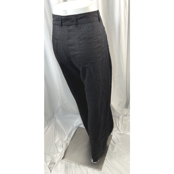 ZARA Black Wide Leg Linen Blend Pants Women's XL Vacation Casual Travel 82-03 - Picture 11 of 11